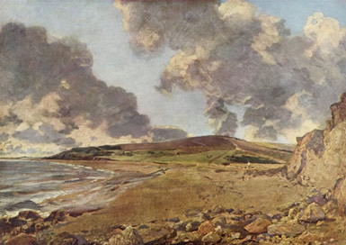 British painter John Constable  (1776-1837) made many paintings of clouds. It looks like he depicted towering <a href="/earth/Atmosphere/clouds/cumulus.html&edu=elem">cumulus clouds</a> in this painting of Weymouth Bay.  These clouds may have turned into <a href="/earth/Atmosphere/clouds/cumulonimbus.html&edu=elem">cumulonimbus</a> and a <a href="/earth/Atmosphere/tstorm.html&edu=elem">storm</a> later in the day.<p><small><em> Public domain/Wikipedia</em></small></p>