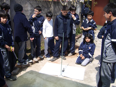 students from chile measuring their shadow