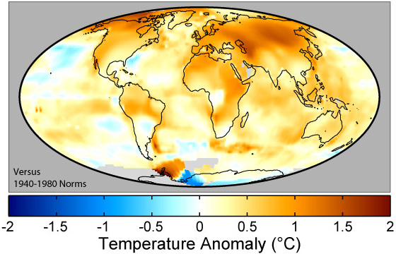 Earth surface temperature around 2000