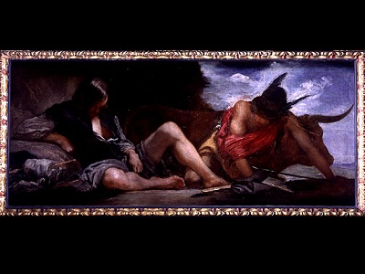 <a href="/mythology/Definitions_gods/Mercury_def.html&lang=sp">Mercurio</a> era el dios mensajero de <a href="/mythology/Definitions_gods/Jupiter_def.html&lang=sp">Jpiter</a>, y era el dios de los juegos, negocios y de los declamadores. Pintura de Diego Velazquez (1570), titulada "Mercurio y Argos."
<p><small><em>Cortesa del Museo Nacional del Prado, Madrid, Espaa.</em></small></p>