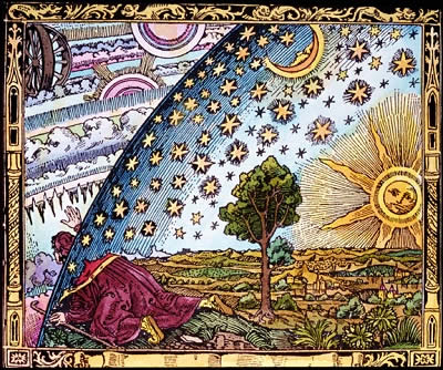 For millennia, people have sought to understand the origin of the heavens, and the stars in the sky.  This image, entitled "The Universe and Man", is based on an earlier 16th century graphic and was later published by French astronomer Camille Flammarion in L'Atmosphre: Mtorologie Populaire (Paris, 1888).<p><small><em>Image courtesy of Photodisc, Inc.  </em></small></p>