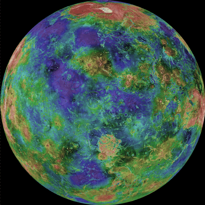 Resultado de imagen de Vista hemisfÃ©rica de Venus. (CortesÃ­a de NASA)